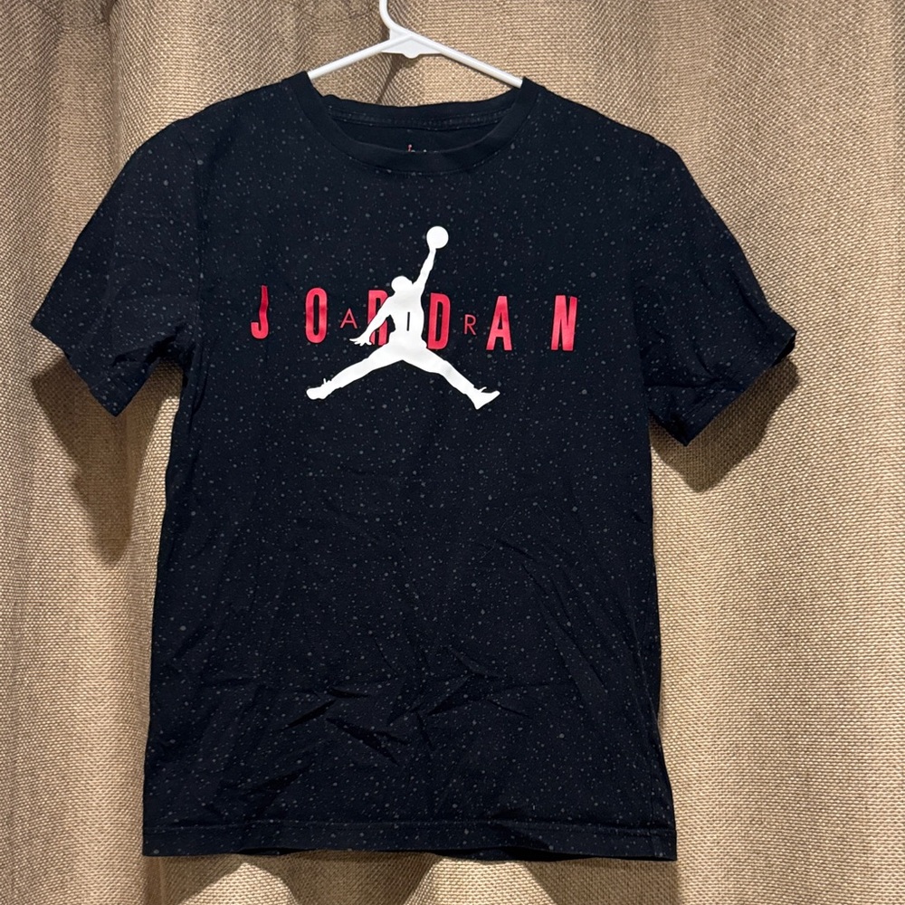 Jordan Black Tee with Red and White Logo
